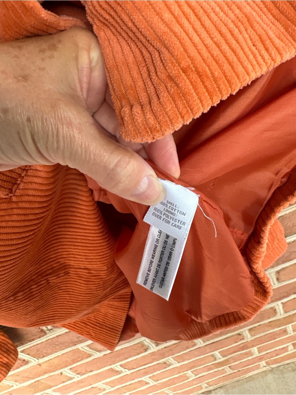 Women's Burnt Orange Wide Corduroy Button Jacket - Picture 7 of 9
